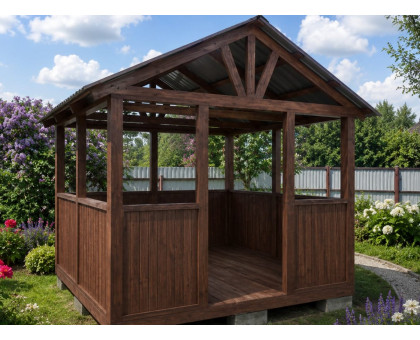 Беседка дачная 3х3 до 4х5 "Стандарт" в городской округ Клин с двухскатной крышей